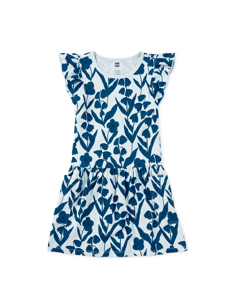 Flutter Sleeve Pocket Dress in Turkish Floral In Skyride - View 1