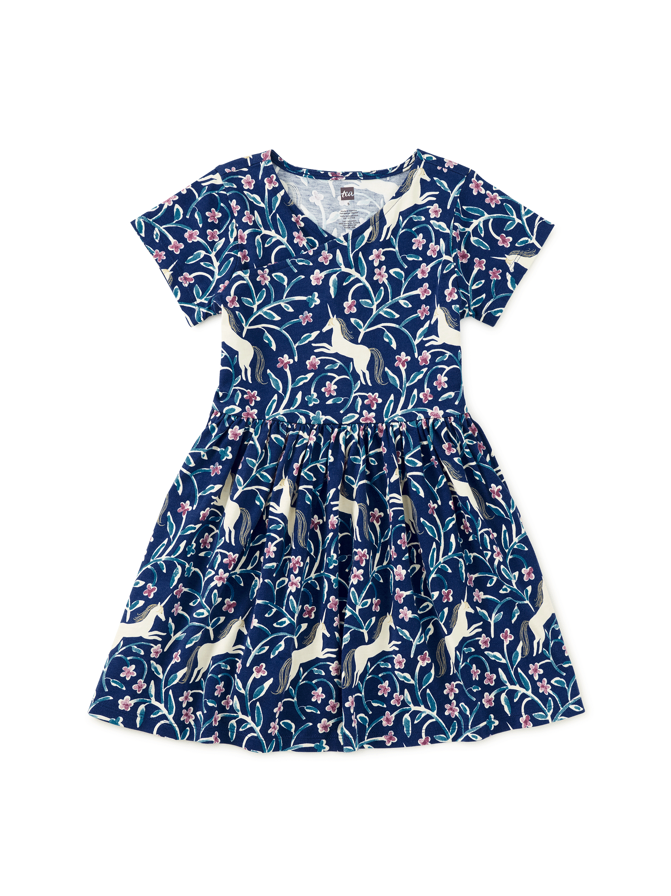 Tea Collection Short Sleeve Wrap Neck Dress