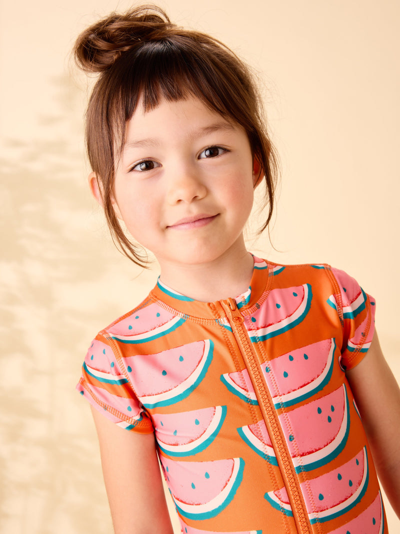 Rash Guard One-Piece Swimsuit in Watermelon Slices - View 2