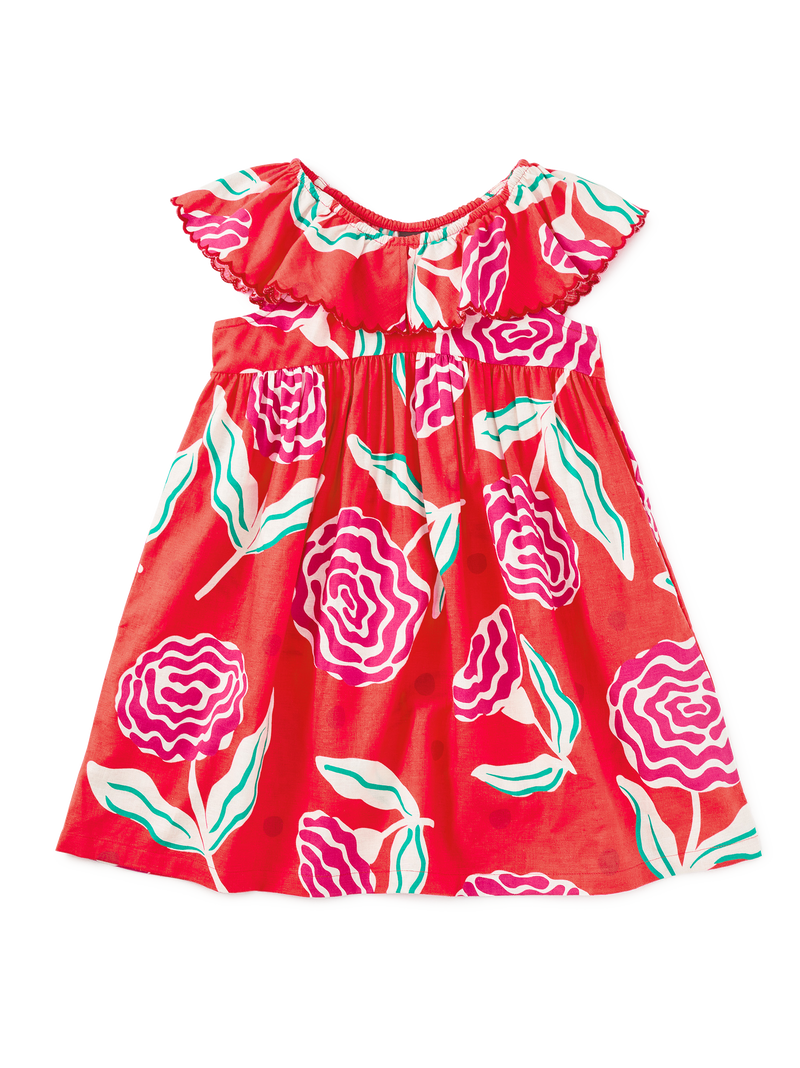 Flutter Sleeve Woven Dress in Flamenco Carnation - View 1