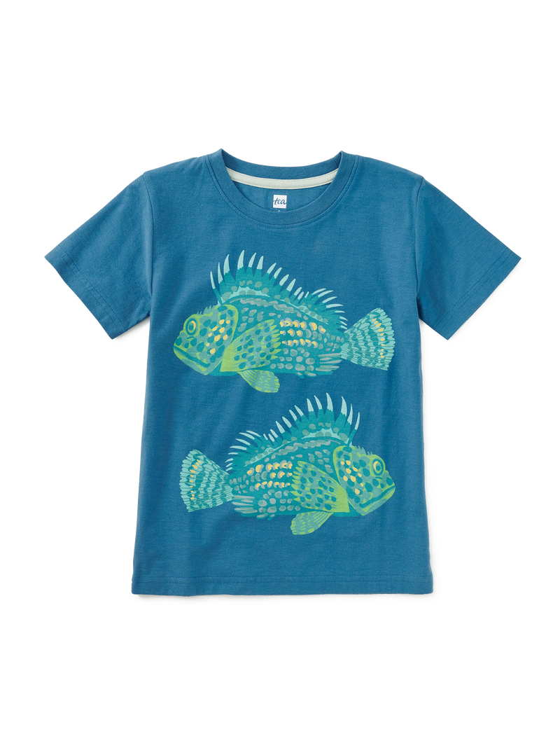 Painted Scorpion Fish Graphic Tee in Cadet Blue - View 1