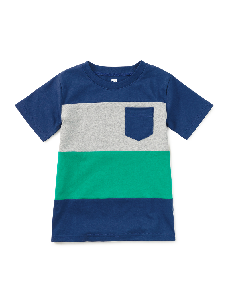 Colorblock Pocket Tee in Naval Blue - View 1