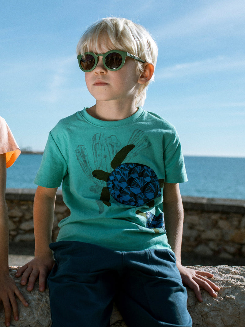 Turtles In Motion Graphic Tee in Glaze Blue - View 2