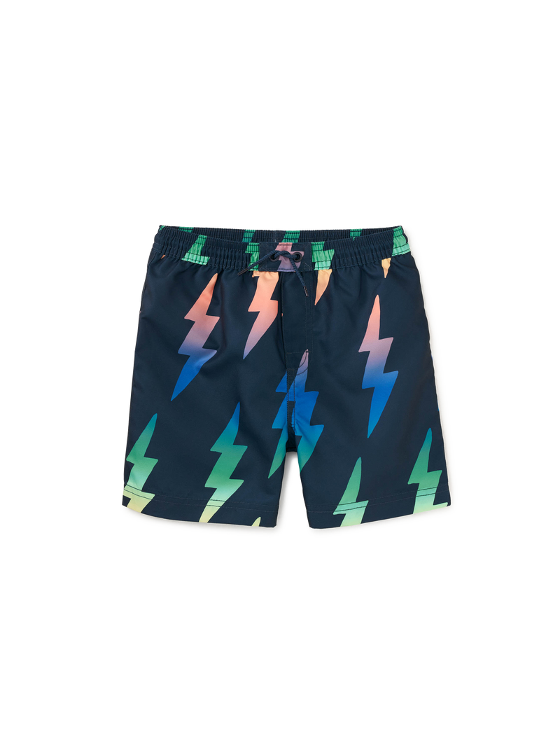 Mid-Length Swim Trunks in Rainbow Lightning Bolt - View 1
