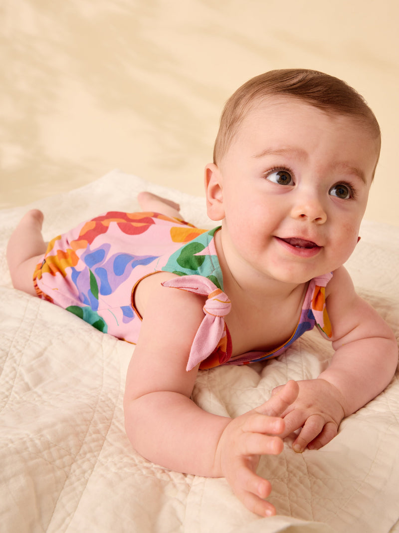Tie Shoulder Baby Romper in Butterfly Spot - View 2
