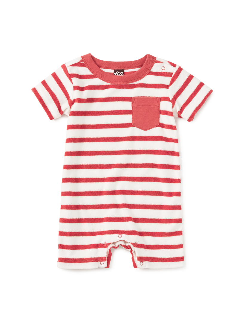 New Pocket Shortie Baby Romper in Pomme - View 1