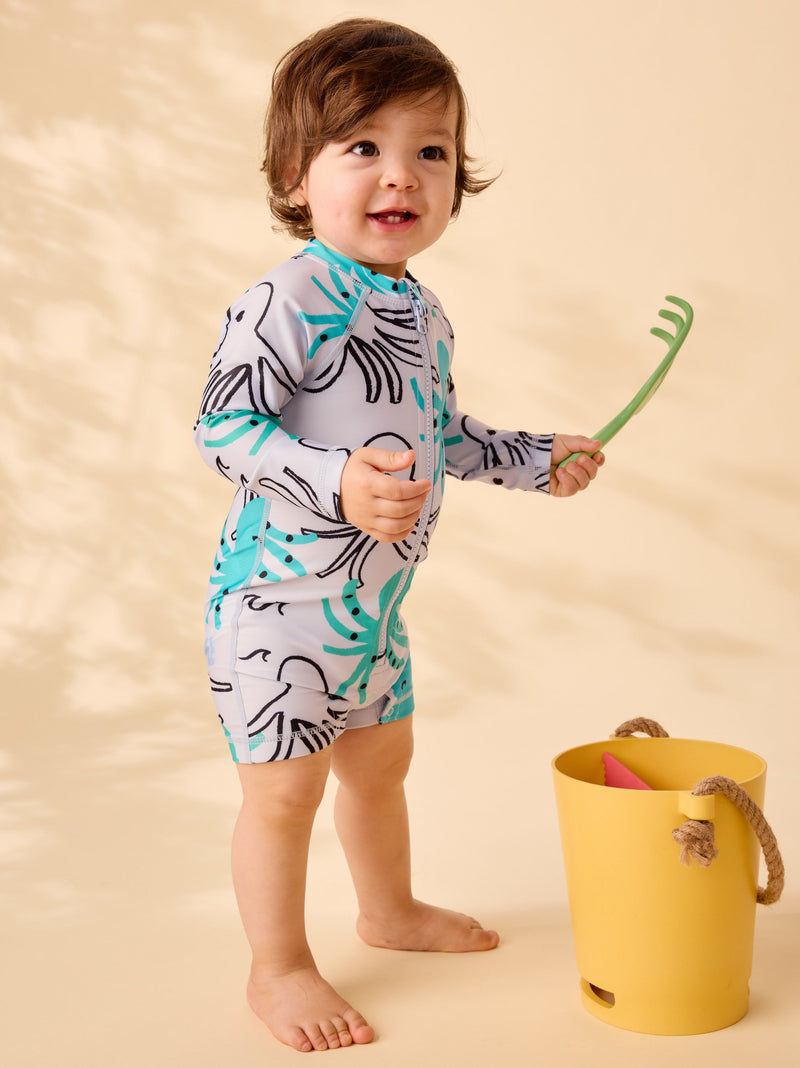 Rash Guard Baby Swimsuit in Sketched Octopus - View 2