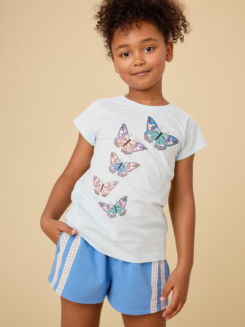 Butterfly Flurry  Graphic Tee in Blue Glow - View 2