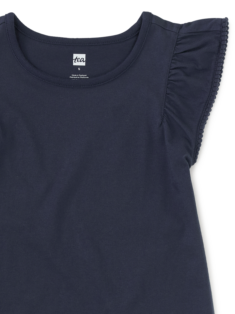 Pom-Pom Flutter Top in Indigo - View 2