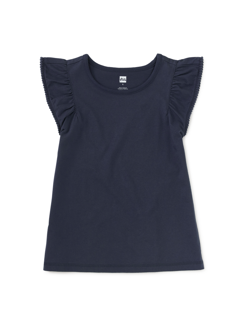 Pom-Pom Flutter Top in Indigo - View 1