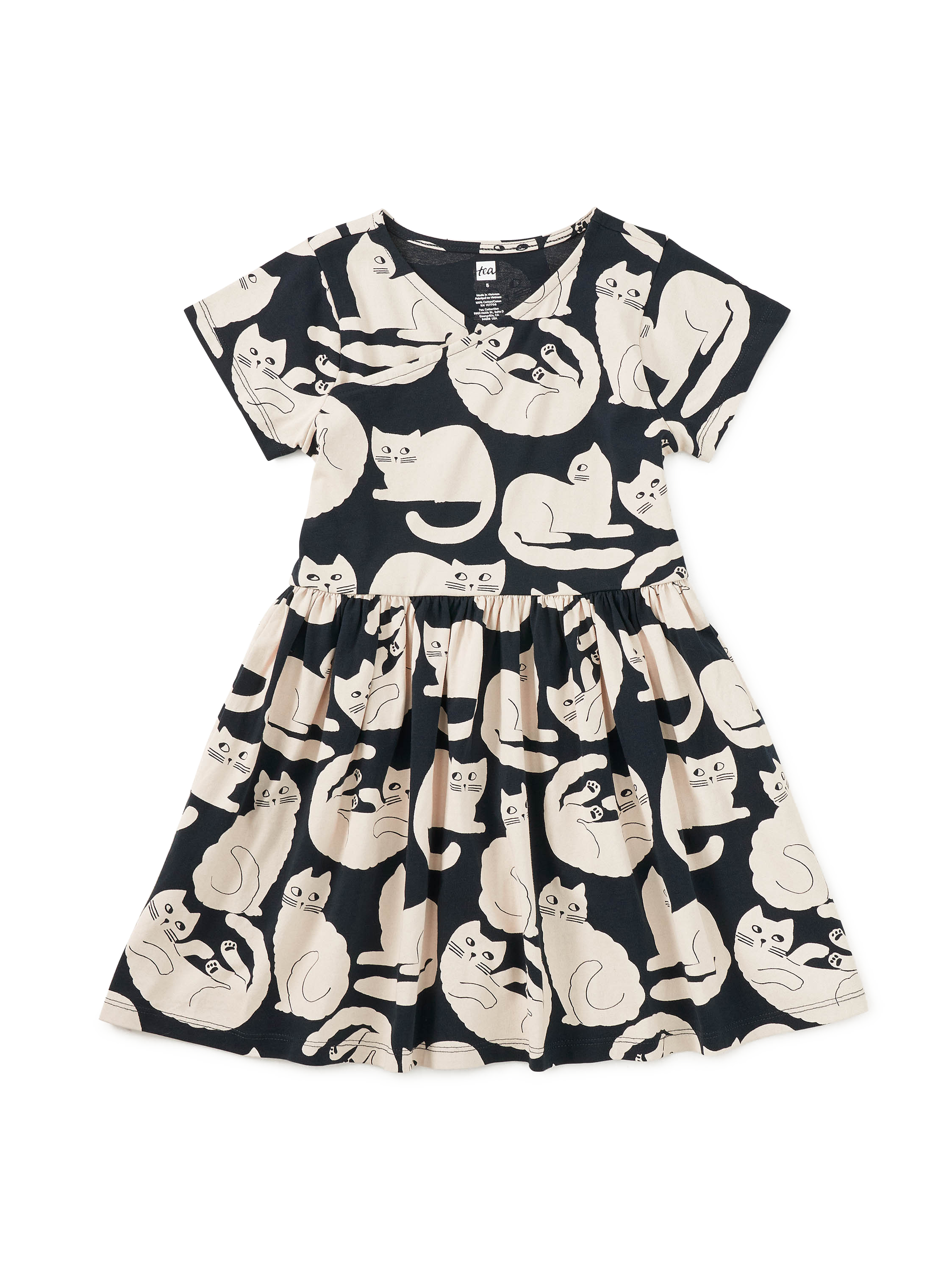 Short Sleeve Wrap Neck Dress