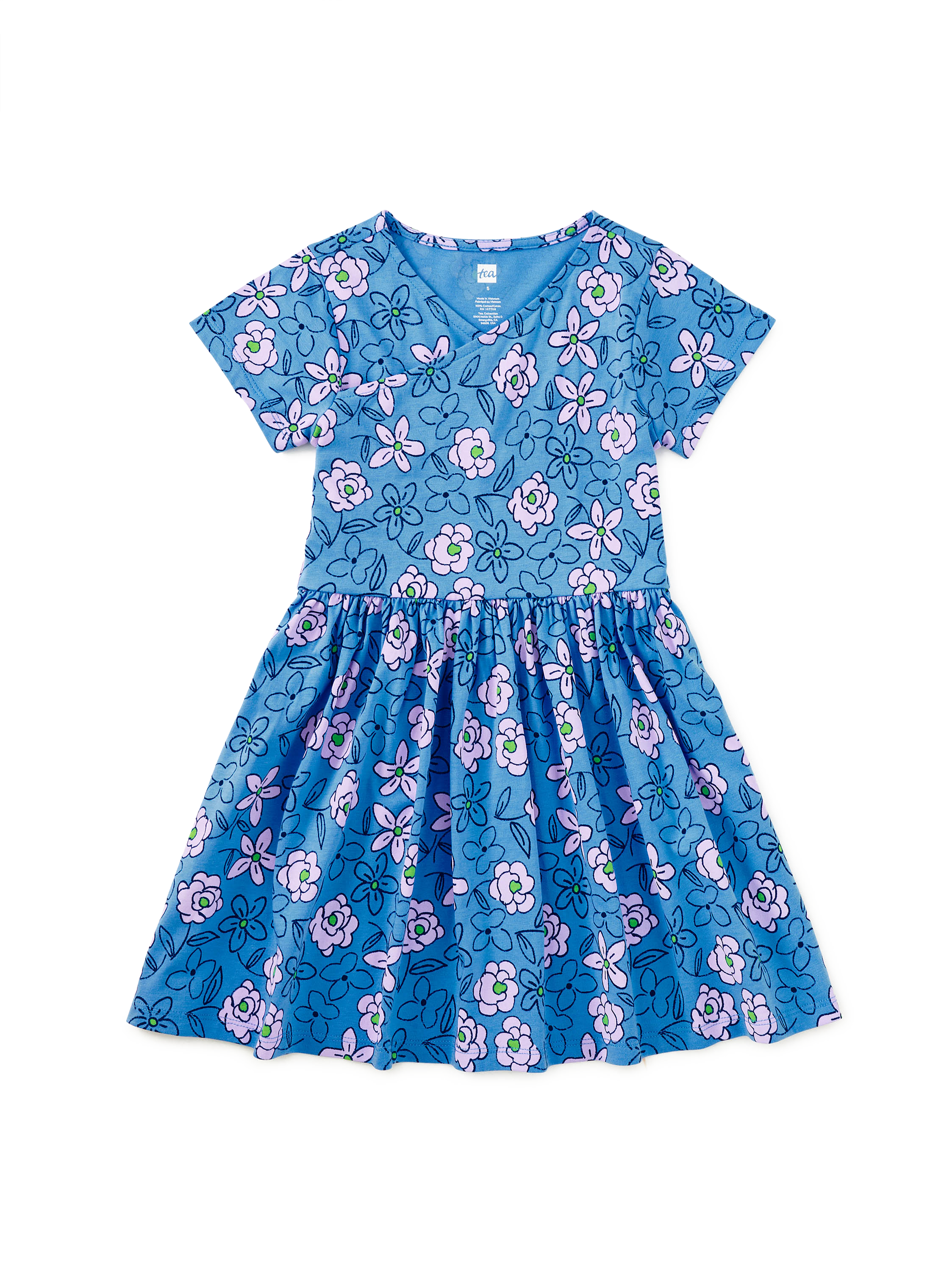 Short Sleeve Wrap Neck Dress