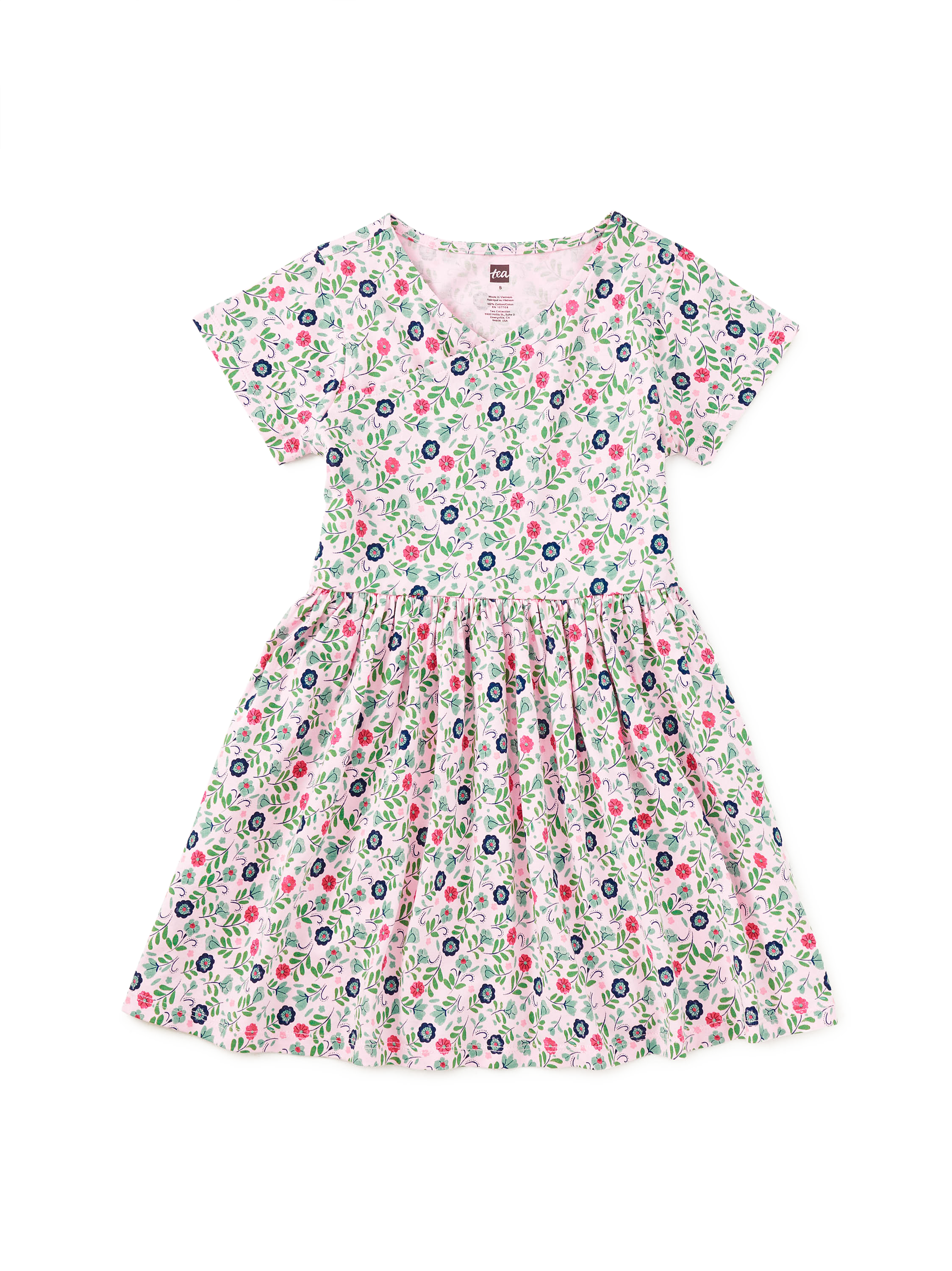 Short Sleeve Wrap Neck Dress
