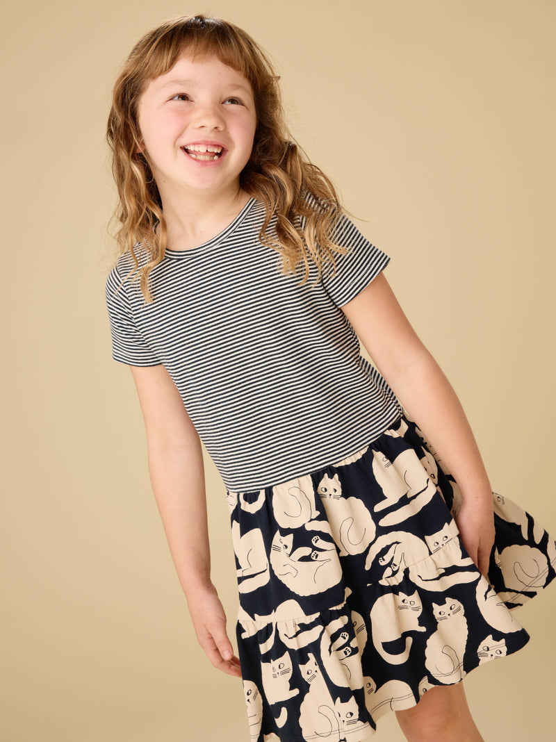 Tier Skirted Twirl Dress in Curious Cats - View 2