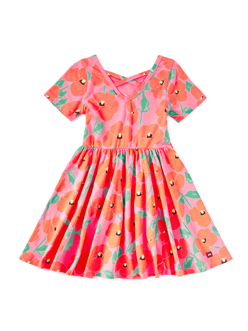 Short Sleeve Ballet Dress in Poppy Poppies - View 2