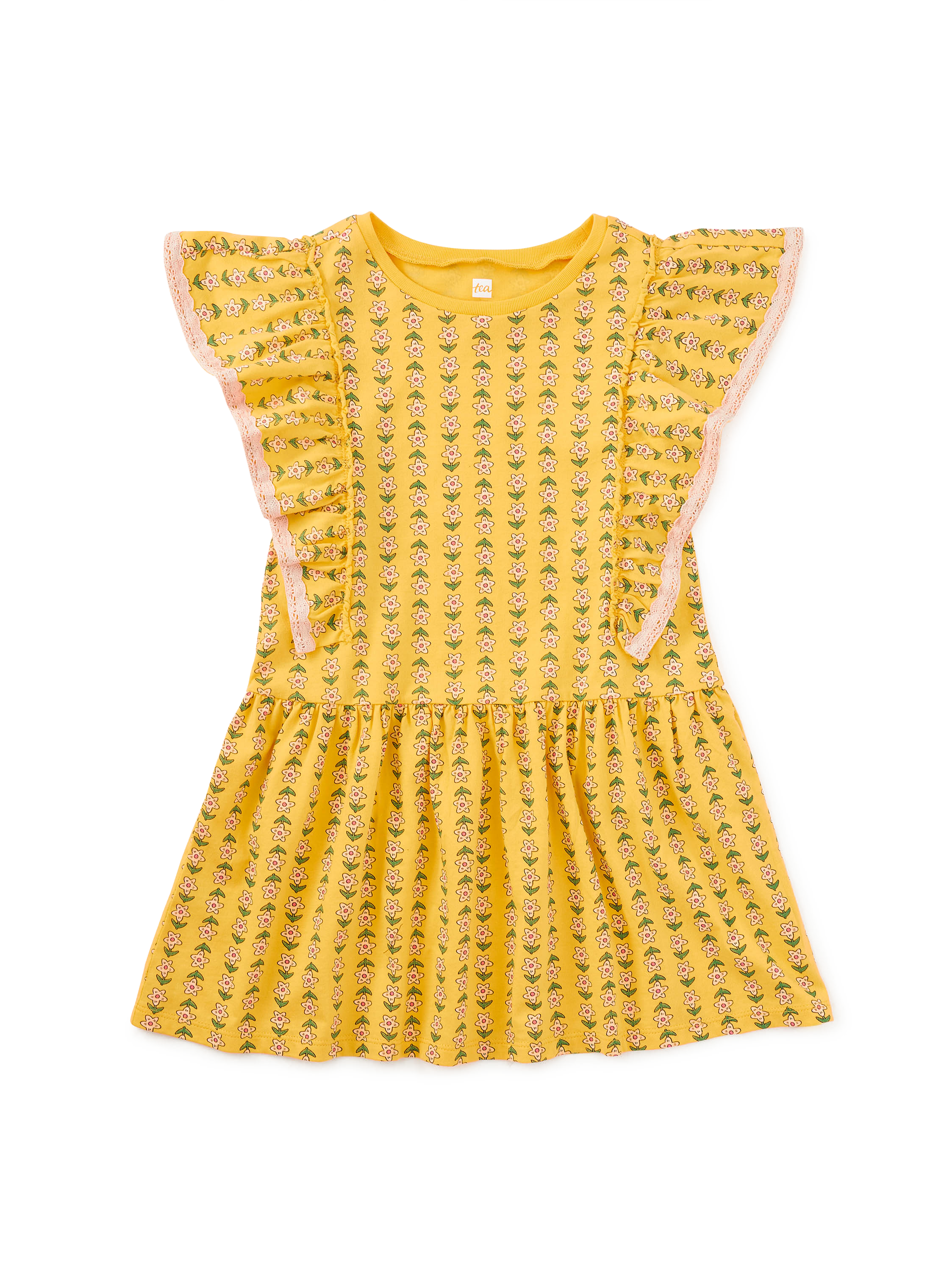 Crochet Trim Ruffle Dress