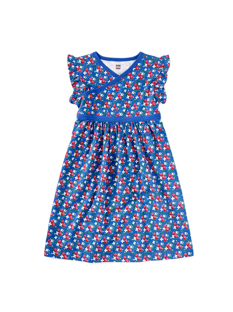 Wrap Neck Dress in Flamenco Fan Rose - View 1