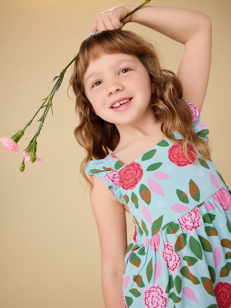 Ruffle Strap Dress in Spinning Carnations - View 2