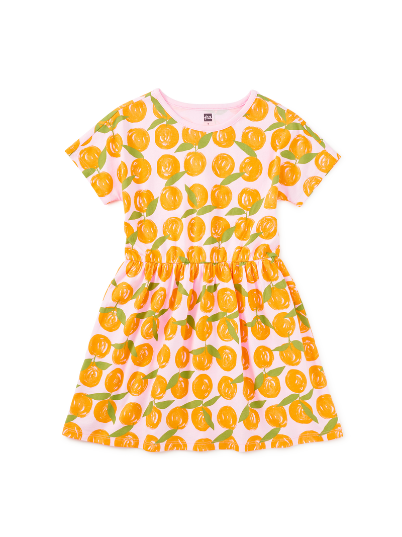 Short Sleeve Twirl Dress in Valencia Orange - View 1