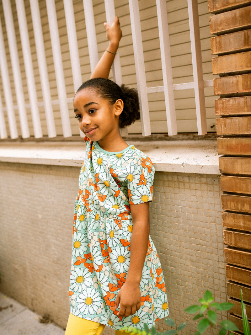 Short Sleeve Twirl Dress in Daisy Deluxe - View 2