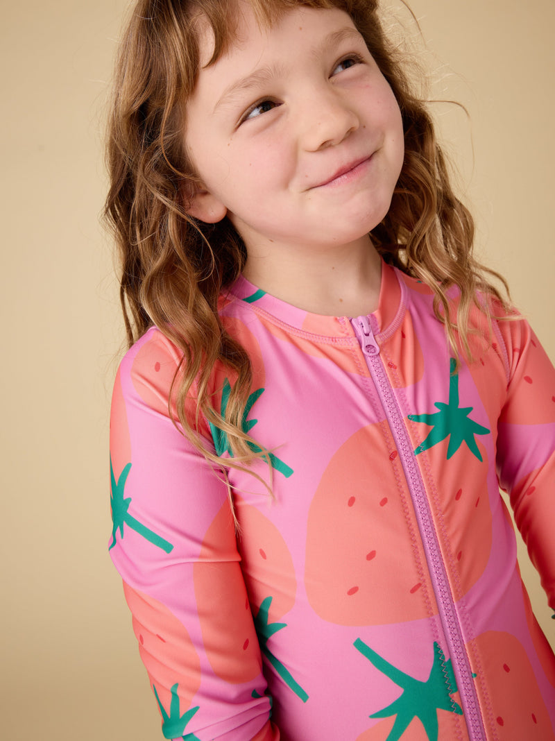 Long Sleeve One-Piece Swimsuit in Fresas Favoritas - View 2