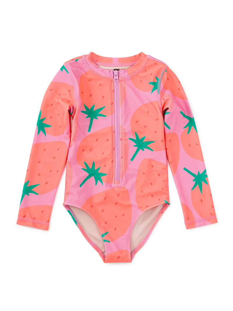 Long Sleeve One-Piece Swimsuit in Fresas Favoritas - View 1