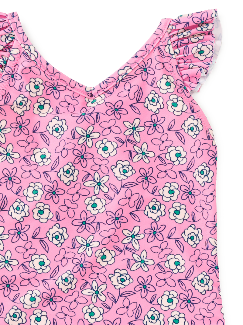 Ruffle One-Piece Swimsuit in Carnation Toss - View 2