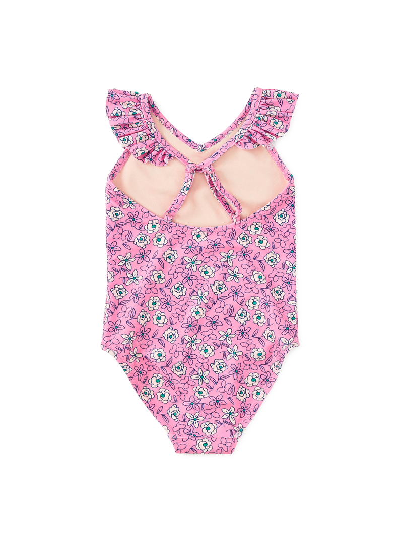 Ruffle One-Piece Swimsuit in Carnation Toss - View 2