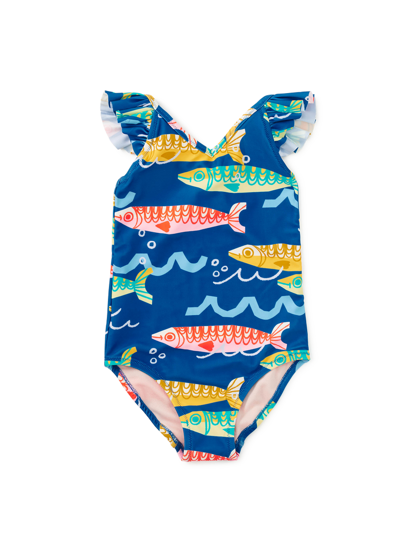Ruffle One-Piece Swimsuit in Sardinas Del Mar - View 1