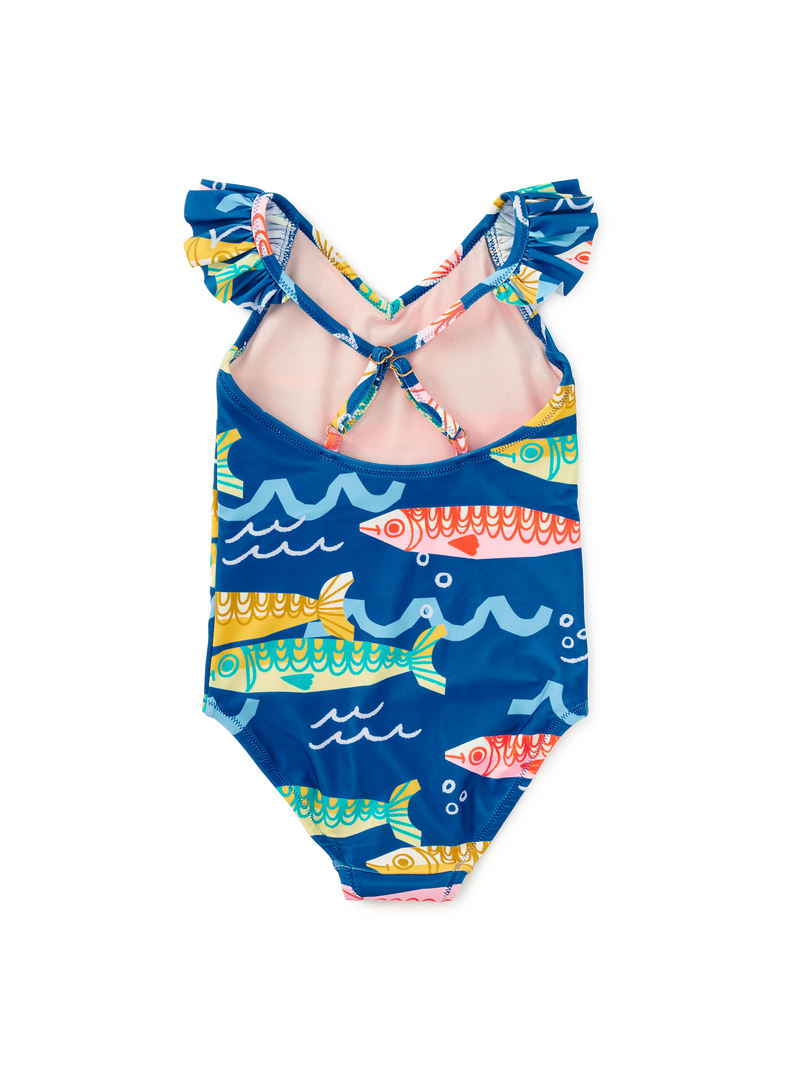 Ruffle One-Piece Swimsuit in Sardinas Del Mar - View 2