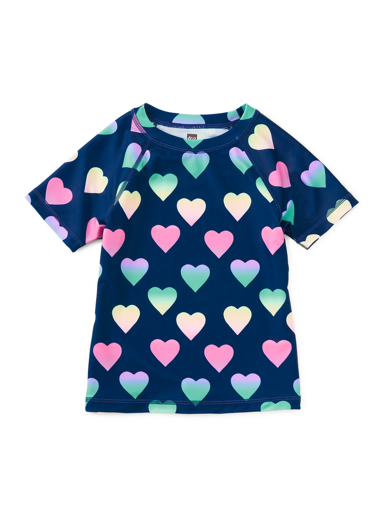 Short Sleeve Rash Guard in Ombre Hearts - View 1