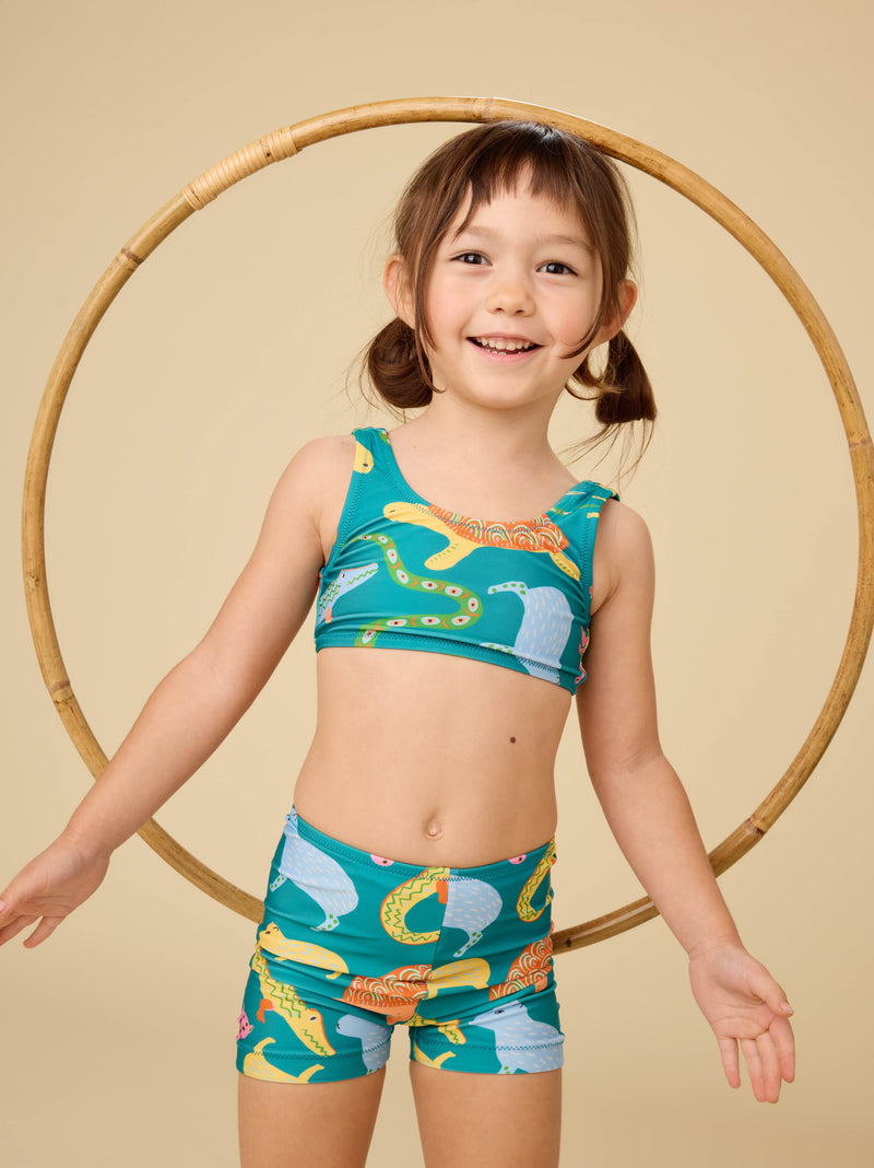 Tankini And Board Shorts Swim Set in Brazilian Folk Animals - View 2