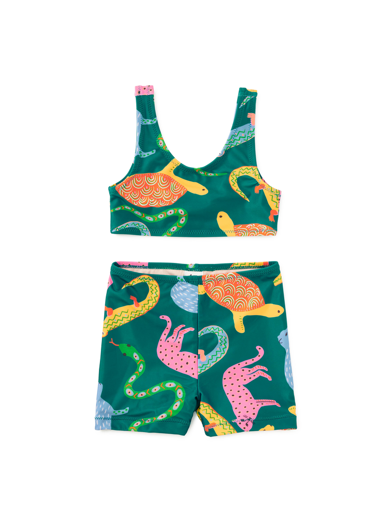 Tankini And Board Shorts Swim Set in Brazilian Folk Animals - View 1