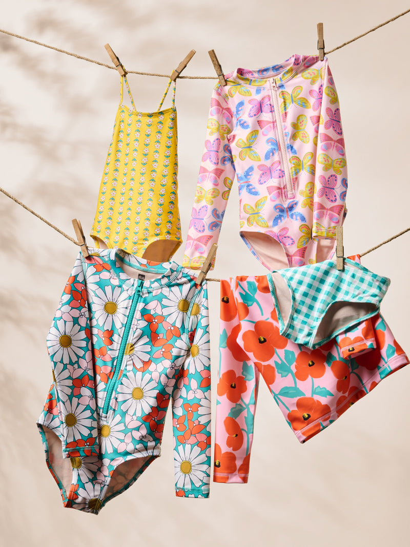 Long Sleeve One-Piece Swimsuit in Daisy Deluxe - View 2