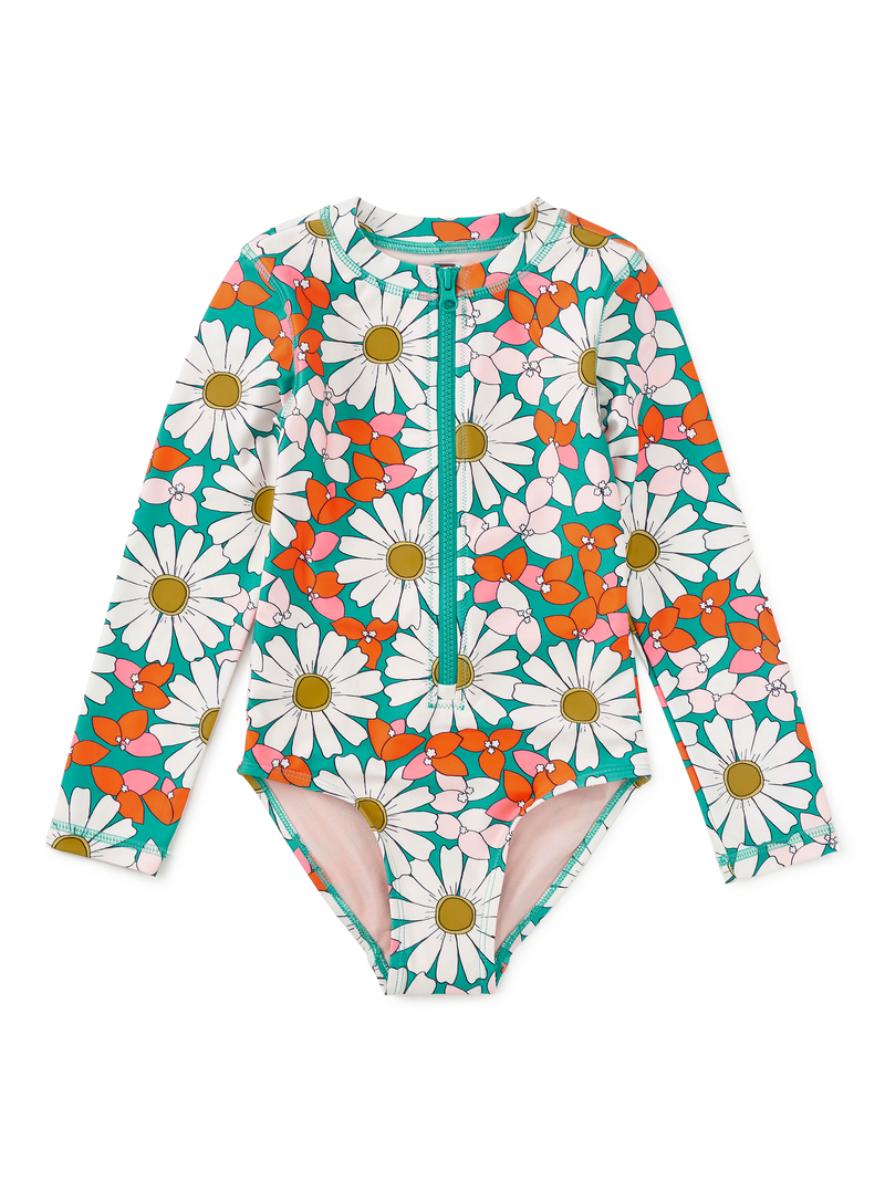 Long Sleeve One-Piece Swimsuit in Daisy Deluxe - View 1