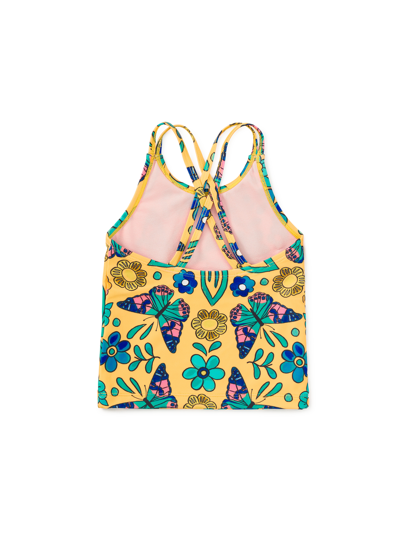 Cross Back Tankini Top in Butterfly Tile - View 2