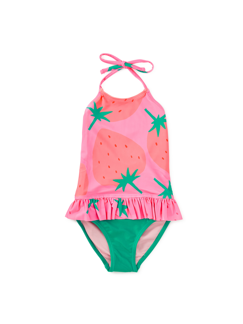Peplum One-Piece Swimsuit in Fresas Favoritas - View 1