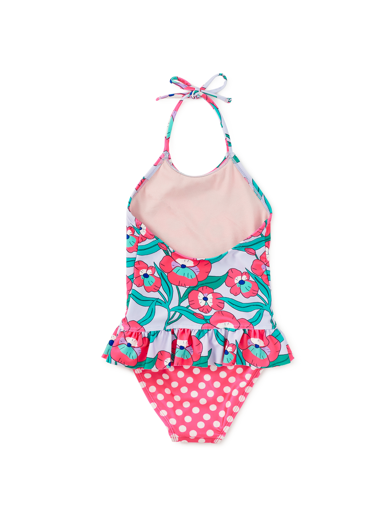 Peplum One-Piece Swimsuit in Nouveau Poppy - View 2