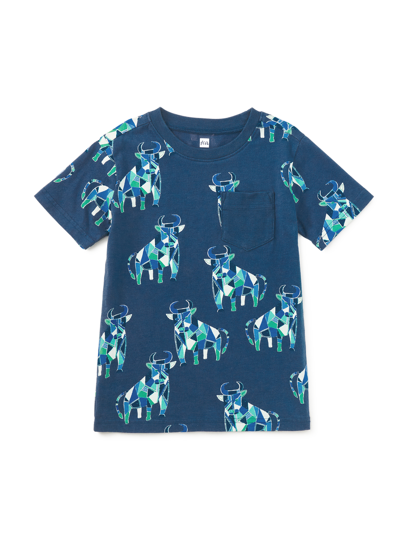 Printed Pocket Tee in Picassos Toros - View 1