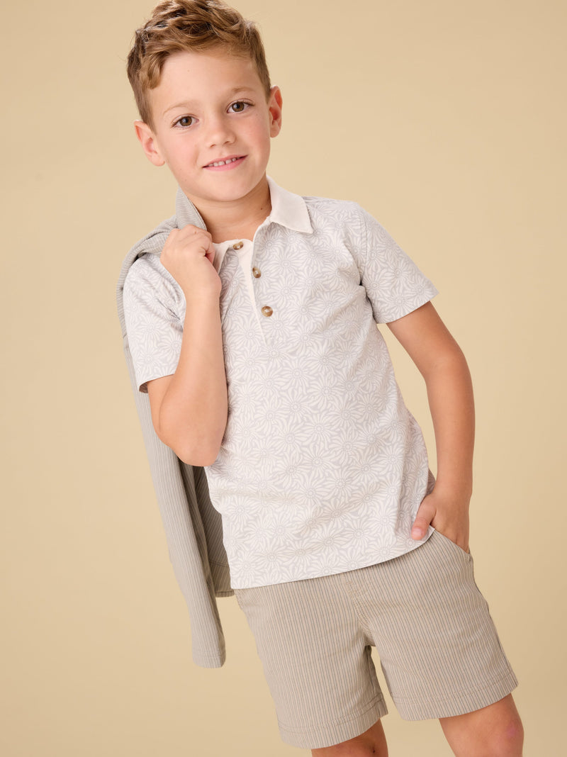 Printed Polo Top in Flor De Papel - View 2