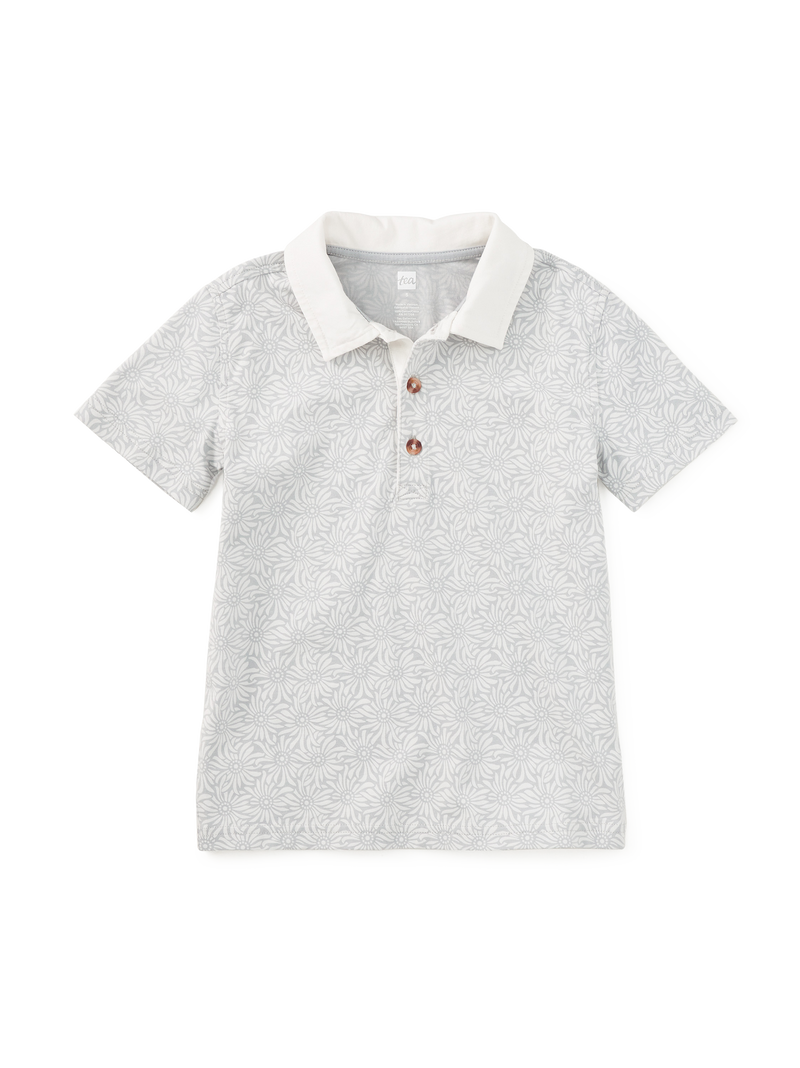 Printed Polo Top in Flor De Papel - View 1