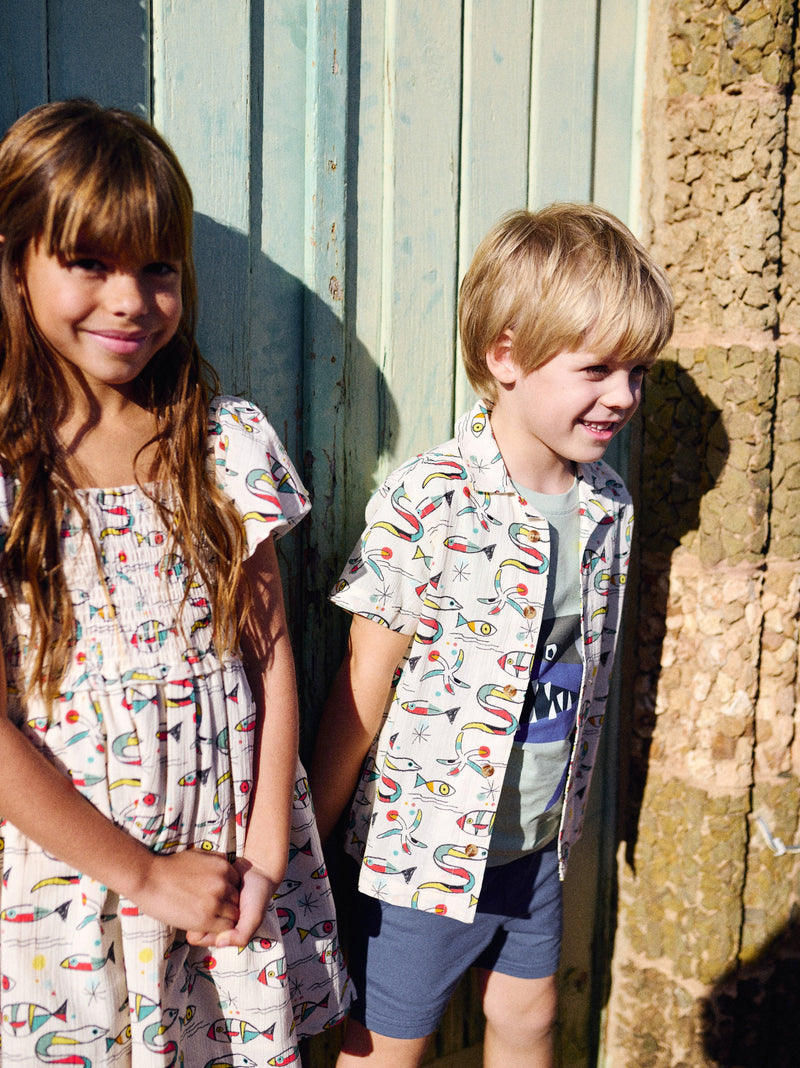 Printed Camp Shirt in Mar De Miro - View 2