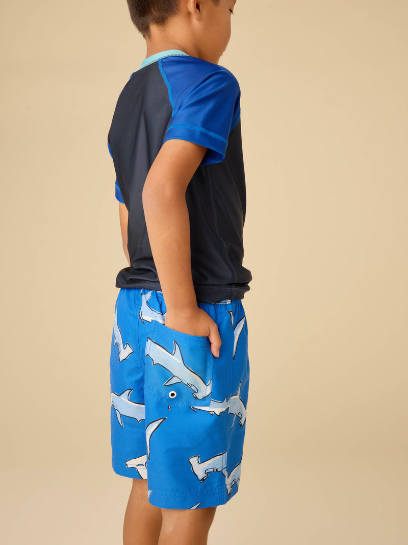 Mid-Length Swim Trunks in Hammerhead Sharks - View 2