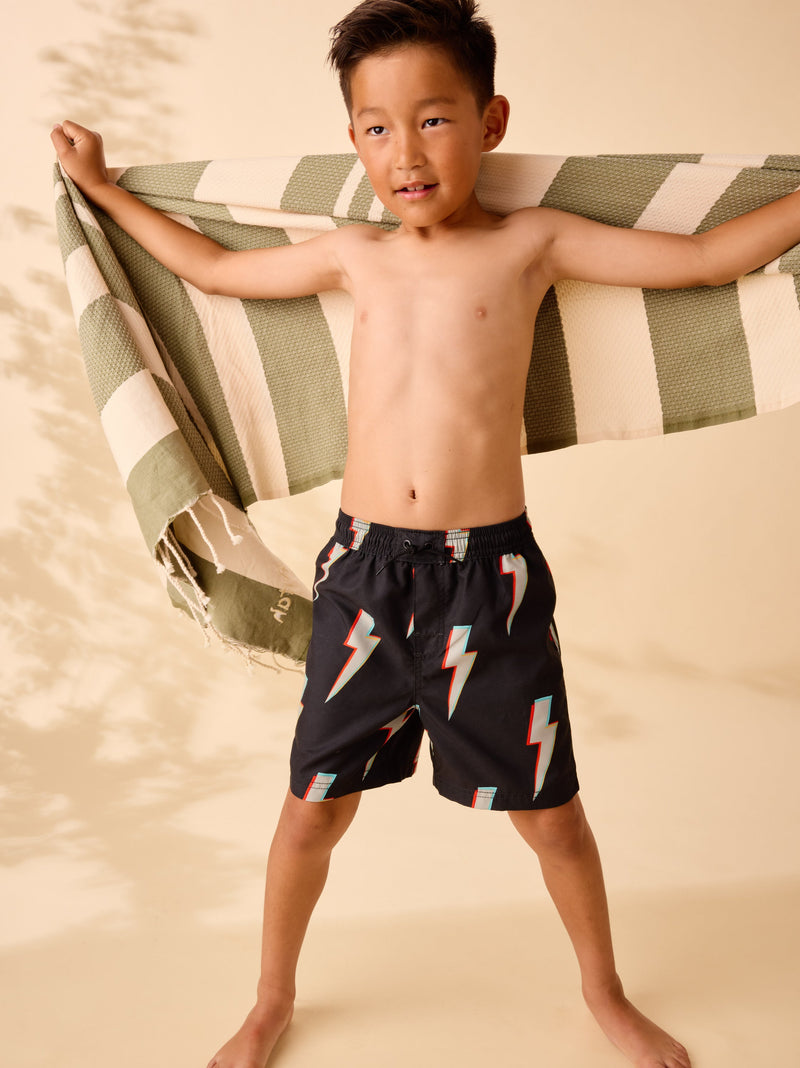 Mid-Length Swim Trunks in Lightning Bolts - View 2