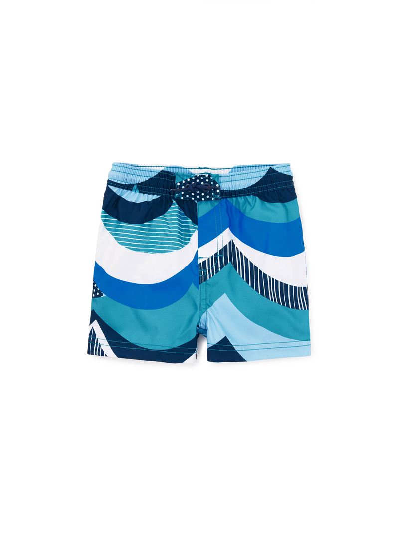 Mid-Length Swim Trunks in Scallop Waves - View 2