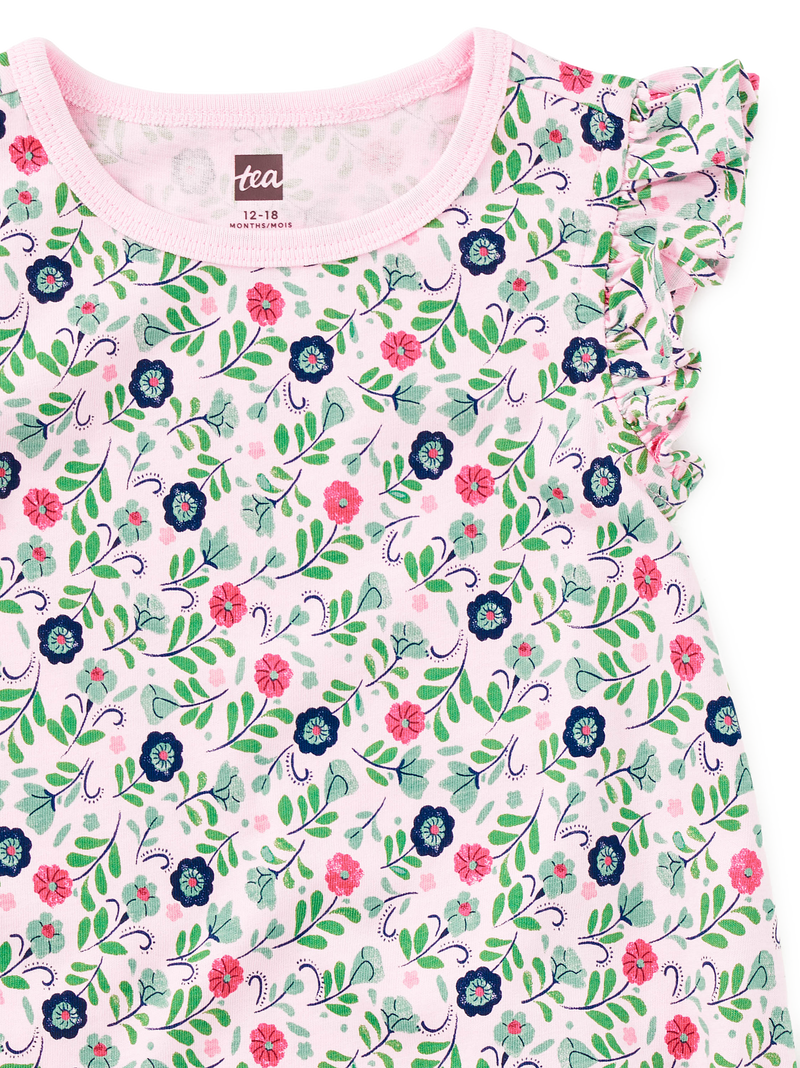 Flutter Baby Romper in Azulejos Florales - View 2
