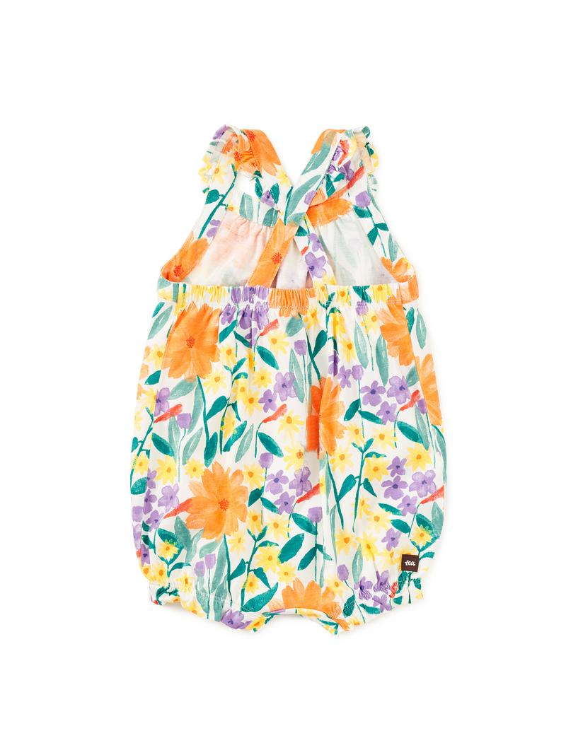 Cross-Back Baby Romper in Watercolor Floral - View 2