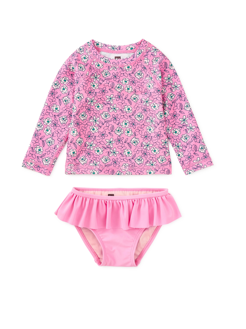 Rash Guard Baby Swim Set in Carnation Toss - View 1