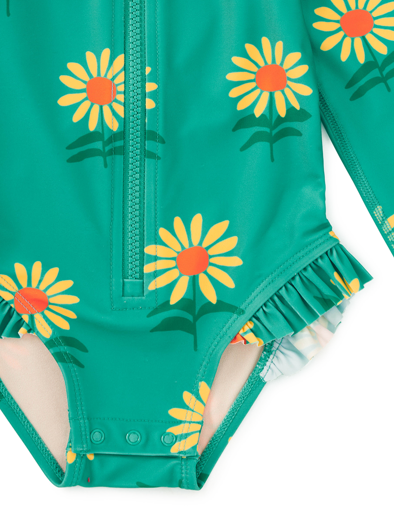 Rash Guard Baby Swimsuit in Sunflowers - View 2