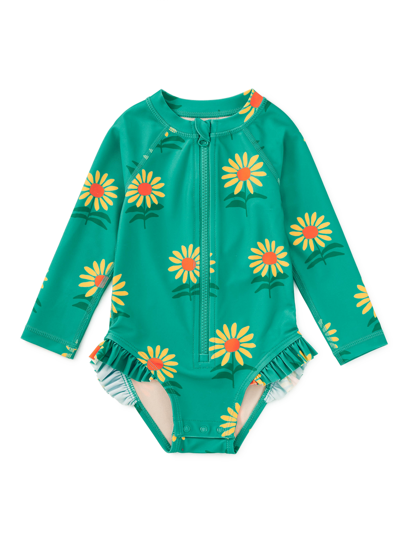 Rash Guard Baby Swimsuit in Sunflowers - View 1